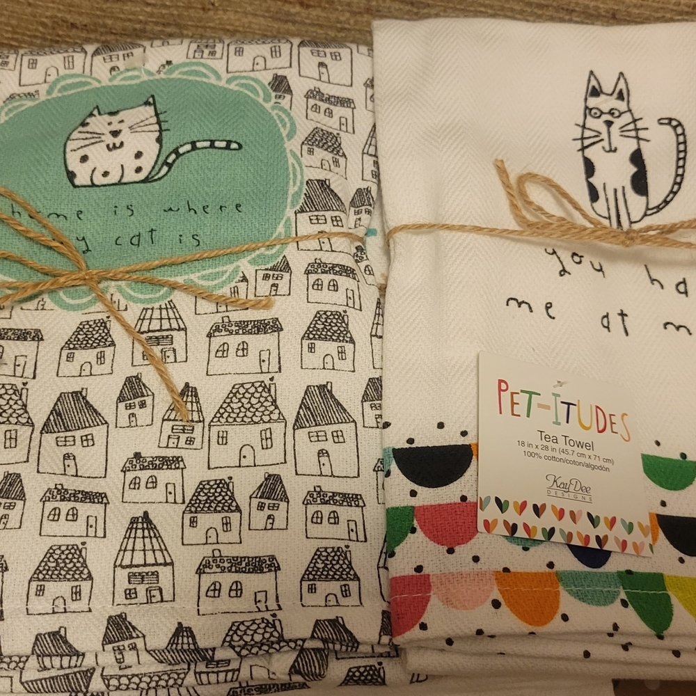 2pk-Cat Theme Tea Towels